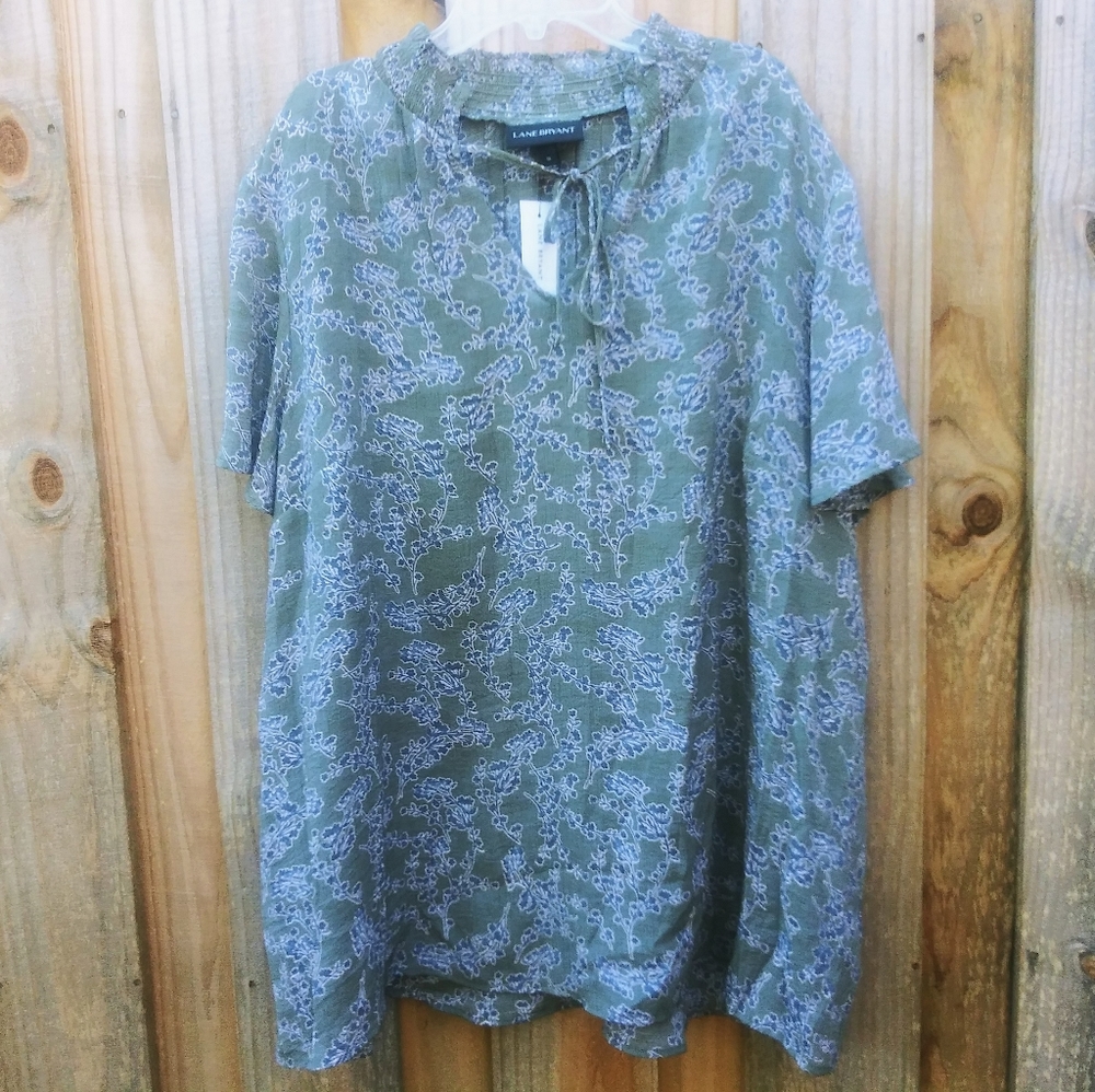 Lane Bryant Olive Floral Top Size 18